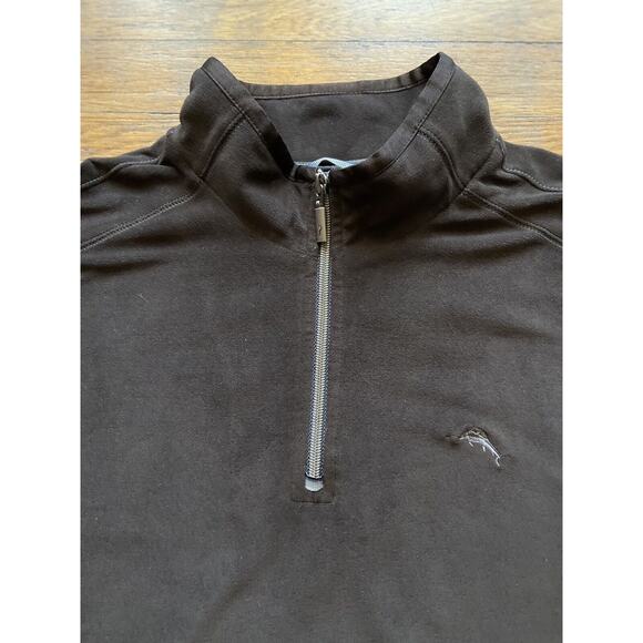 Tommy Bahama Paradise Tech Brown Velour 1/4 Zip Pullover sz XLarge - Picture 3 of 10